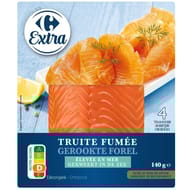 Carrefour extra truite fumée 4 tranches 140g