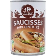 Carrefour classic' plat cuisiné saucisses lentilles 420g