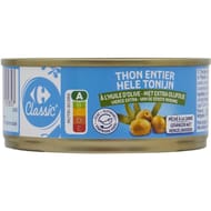 Carrefour classic' thon entier à l'huile d'olive vierge 104g