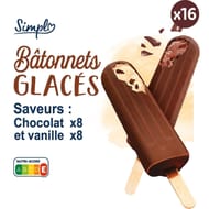 Simpl 16 bâtonnets vanille chocolat 880ml 536g