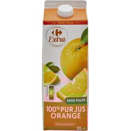 Carrefour Extra pur jus d'orange 100% sans pulpe 2l