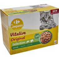 Carrefour companino pâtée pour chat sélection en sauce 12 sachets de 100g