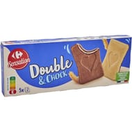 Carrefour sensation double & chock biscuits gaufrettes lait chocolat 128g