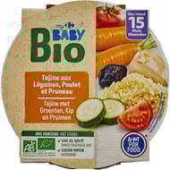 Carrefour baby bio tajine aux légumes, poulet et pruneau dès 15 mois 250g