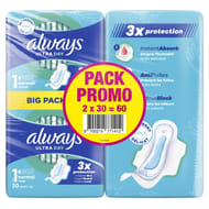 Always ultra serviettes hygiéniques normal plus x60