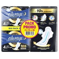 Always ultra serviettes hygiéniques sec nuit x36