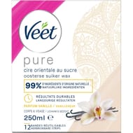 Veet pure cire orientale au sucre vanille corps & visage pot 250 ml