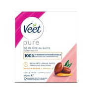 Veet pure kit de cire au sucre huile d'argan épilation 250 ml