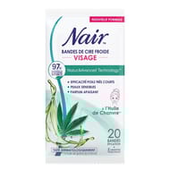 Nair bande de cire visage à l'huile de chanvre x20