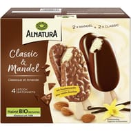 Alnatura 4 bâtonnets classique et amande avec de la vanille bourbon 302g 440ml bio