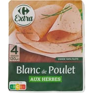 Carrefour extra blanc de poulet aux herbes 120g