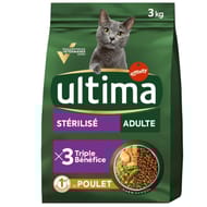 Ultima chats stérilisés croquettes au poulet 3kg