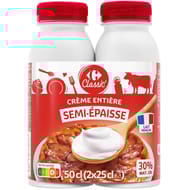 Carrefour classic' crème semi épaisse 30% mg 2x25cl