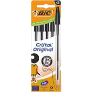 Stylo bille cristal medium noir x5 boite carton
