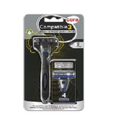 Cora rasoir système homme 3 lames compatible mach 3 manche + 4 recharges