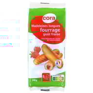 Cora madeleines longues fourrées fraise 240g