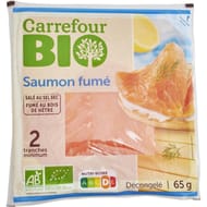 Carrefour bio 2 tranches saumon fumé 65g