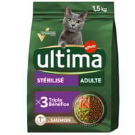 Ultima chats stérilisés au saumon et à l'orge 1,5kg