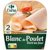 Carrefour extra blanc de poulet doré au four 2 tranches 80g