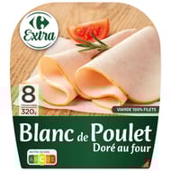 Carrefour extra blanc de poulet doré au four 8 tranches 320g
