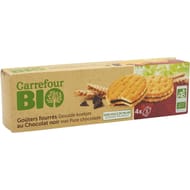 Carrefour bio biscuits fourrés cacao 185g