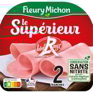 Fleury michon jambon le supérieur label rouge conservation sans nitrite 2 tranches 80g
