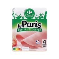 Carrefour classic jambon le paris cuit a l'étouffée x4 160g