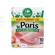 Carrefour classic jambon Le paris cuit a l'étouffée 10 tranches 400g