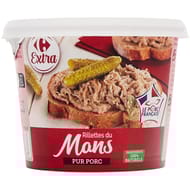 Carrefour Extra rillettes du Mans pur porc 220g