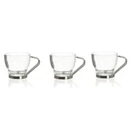 Lot de 3 tasses à café en verre avec anse en métal  11 cl