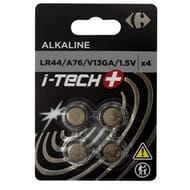 Carrefour 4 piles alcalines LR44 i-tech+