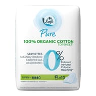 Carrefour soft serviette hygiénique super+ coton bio x10