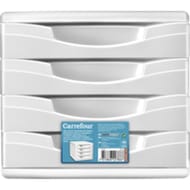 Carrefour bloc de rangement 4 tiroirs blanc