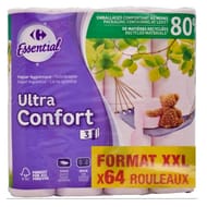 Carrefour papier toilette 3 plis rose ultra confort 2x32 rouleaux