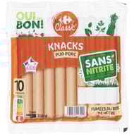 Carrefour classique 10 knacks pur porc 350g