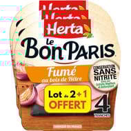 Herta le bon paris fumé 4 tranches lot 2 + 1 offert 420g