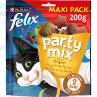 Felix party mix original friandises pour chat poulet, foie, dinde 200g