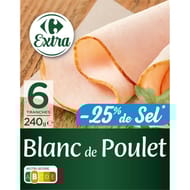 Carrefour extra blanc de poulet réduit en sel 6 tranches 240g