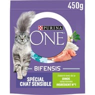 Purina one chat sensible croquettes pour chat adulte à la dinde et au riz  - 450g