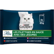 Gourmet perle sachets repas pour chats adultes - les filettines avec des légumes 4x85g
