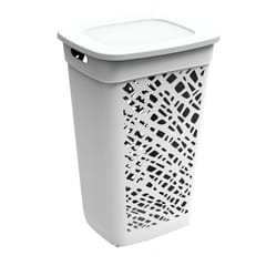 Coffre à linge almeria polypropyléne blanc cérusé 60l