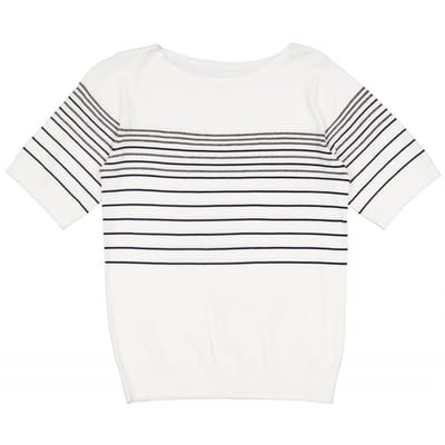 Pull manches courtes femme ECRU COMBO T50/52