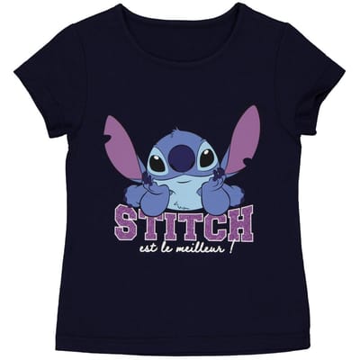 Tee shirt manches courtes stitch fille MARINE STITCH 6 ANS