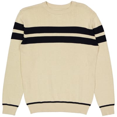 Pull col rond rayé homme BEIGE XXL