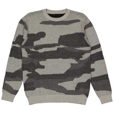 Pull col rond jacquard camo homme GRIS CHINE XXL