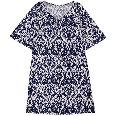 Robe manches 3/4 femme IMP. MARINE/BLANC T50