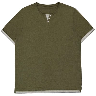 Tee-shirt manches courtes homme KAKI CLAIR CHINE XXL