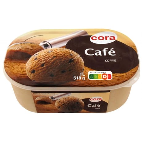 Cora crème glacée café bac 1l 518g
