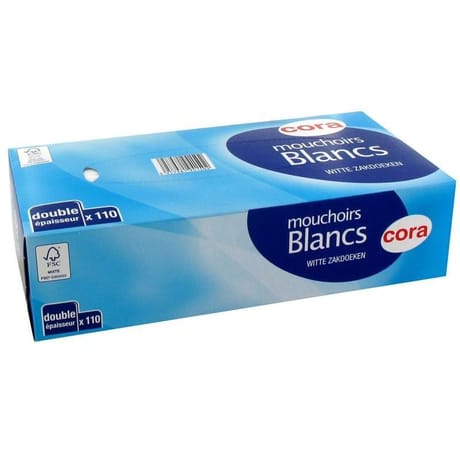 Cora boîte mouchoirs blancs double épaisseur x110