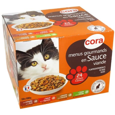 Cora menus gourmands en sauce pour chat 24 x 100g